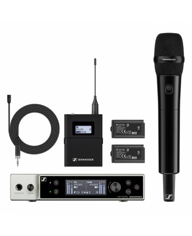 Sennheiser EW-DX MKE2/835-S SET Dual-Channel Digital Wireless Combo System (with MKE2 Lavalier and Handheld Microphone)