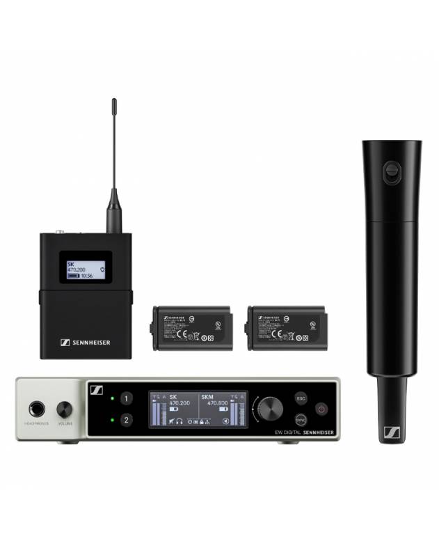 Sennheiser EW-DX SK/SKM-S BASE SET Dual-Channel Digital Wireless System with Bodypack & Handheld Transmitters, No Mics