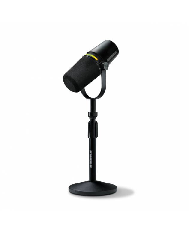 Shure MV7+ Popcast Microphone Bundle (with Gator Round Base Stand), Black