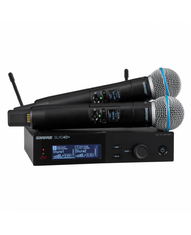 Shure SLXD24D+/B58 Dual Digital Wireless Handheld Mic System with 2 SLXD2+/B58, Dual, BETA58A Capsule (Band: G66) - SLXD+